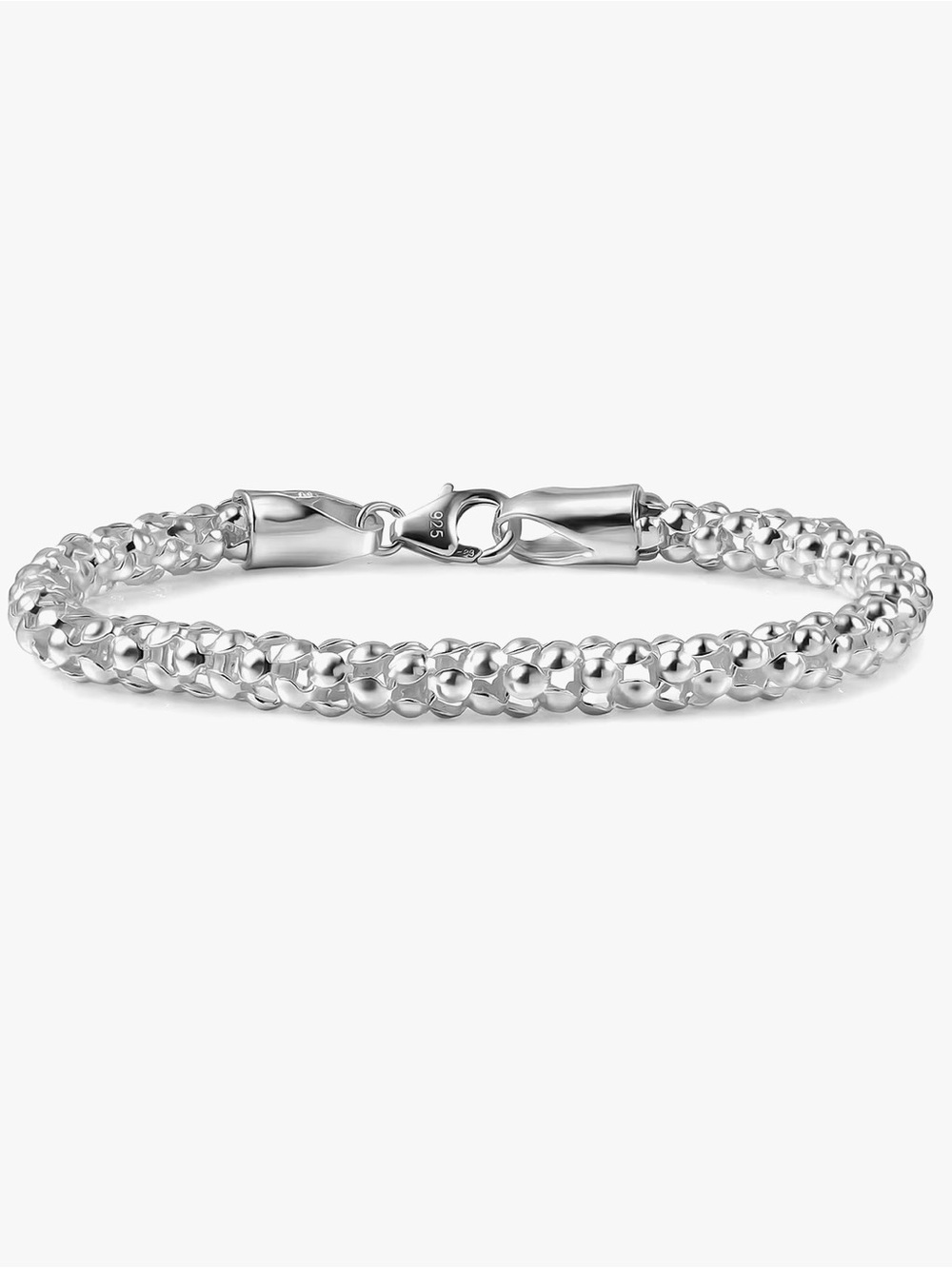 D'Joy Women’s Sterling Silver Popcorn Bead Chain Bracelet 7.25 in 8.9 grams NWT